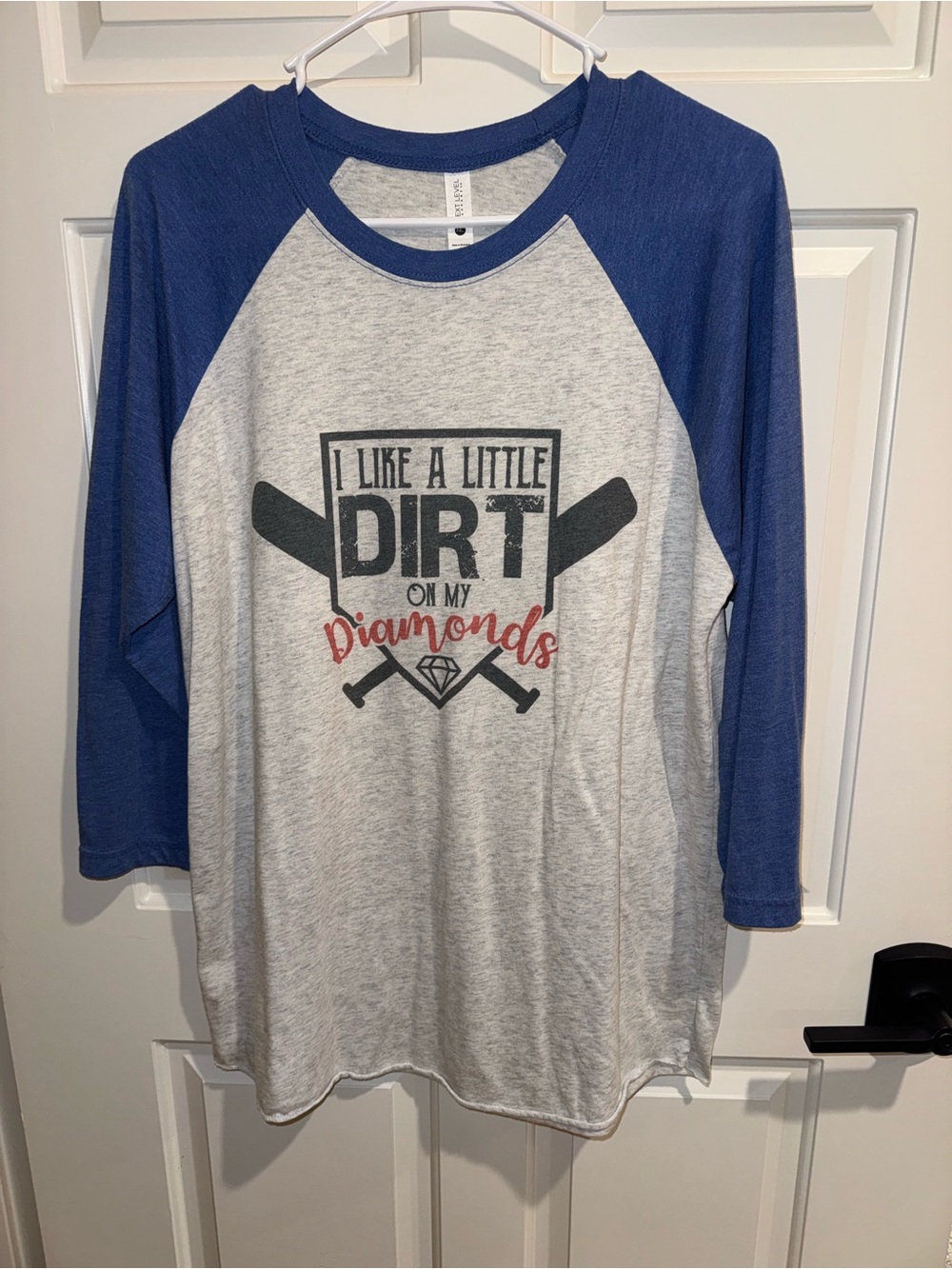 Baseball Raglan Tee "I Like A Little Dirt on My Diamonds" - Blue & Heather Gray